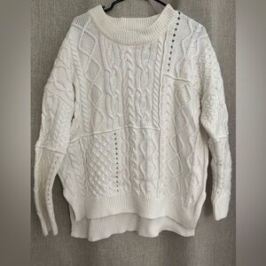 Anthropologie Ivory Cable Knit Sweater